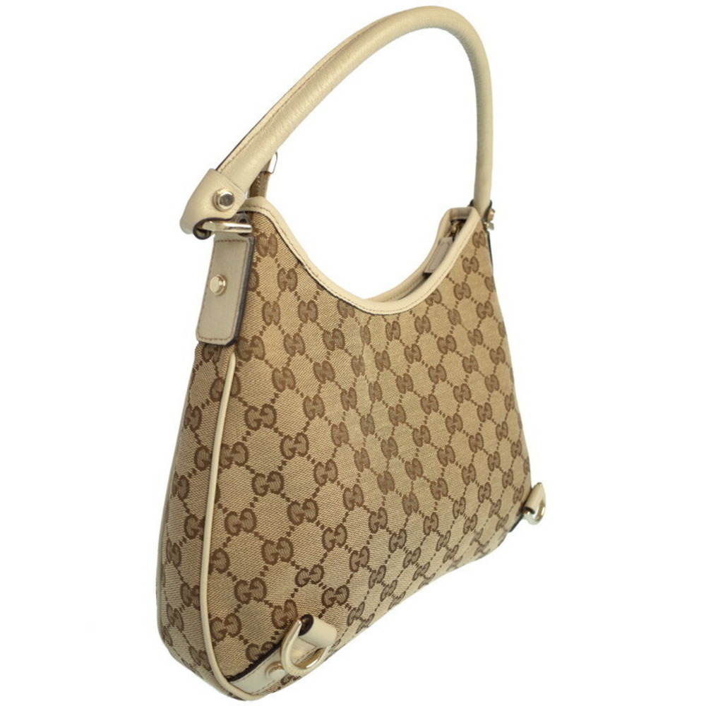Gucci Shoulder Tan Abbey Leather Canvas Brown GG Bag